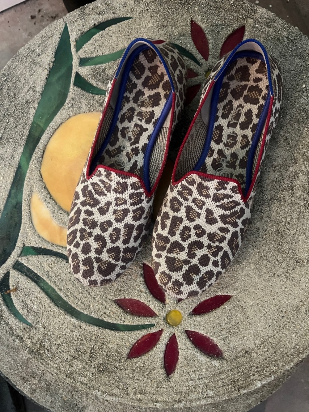Rothy's Desert Cat Slip-On Flats with Red & Blue Trim - Picture 8 of 8